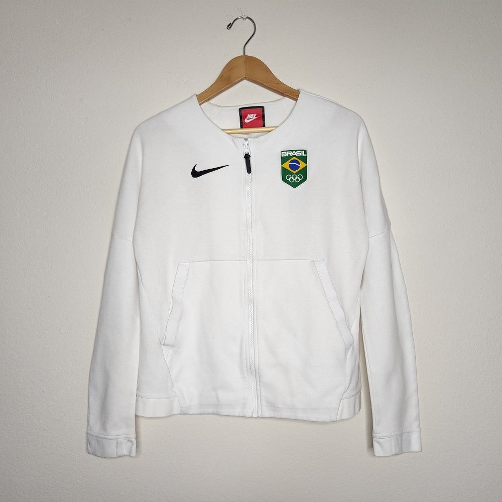 Nike Tech Women's Medium White Zip Brasil Team Brazil Olympics Jacket